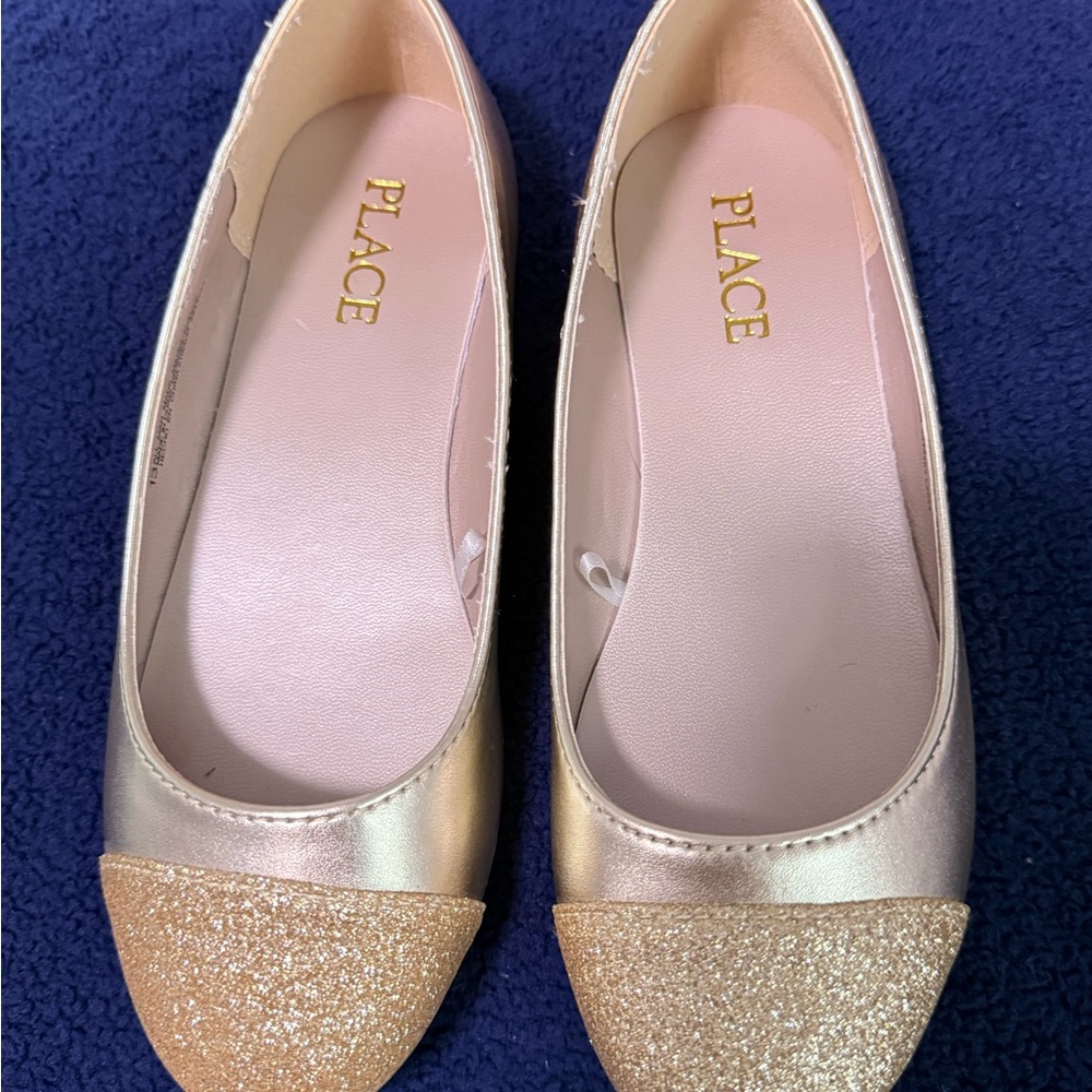 The Children's Place Shimmering Gold Flats